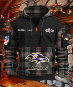 Sweat à capuche à demi-zip Baltimore Ravens