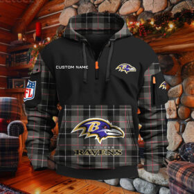 Sweat à capuche à demi-zip Baltimore Ravens