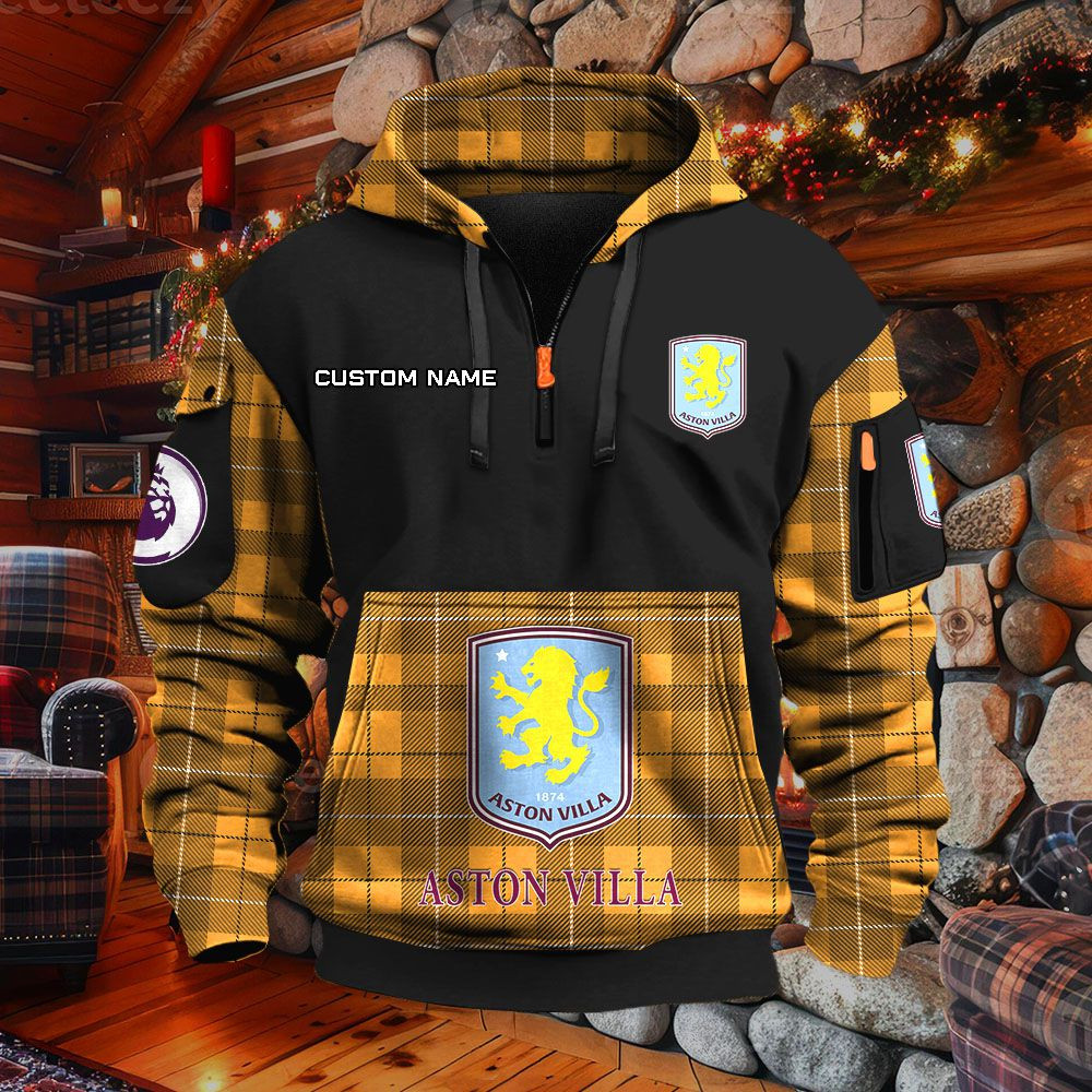 Sweat à capuche à demi-zip Aston Villa – Image 9