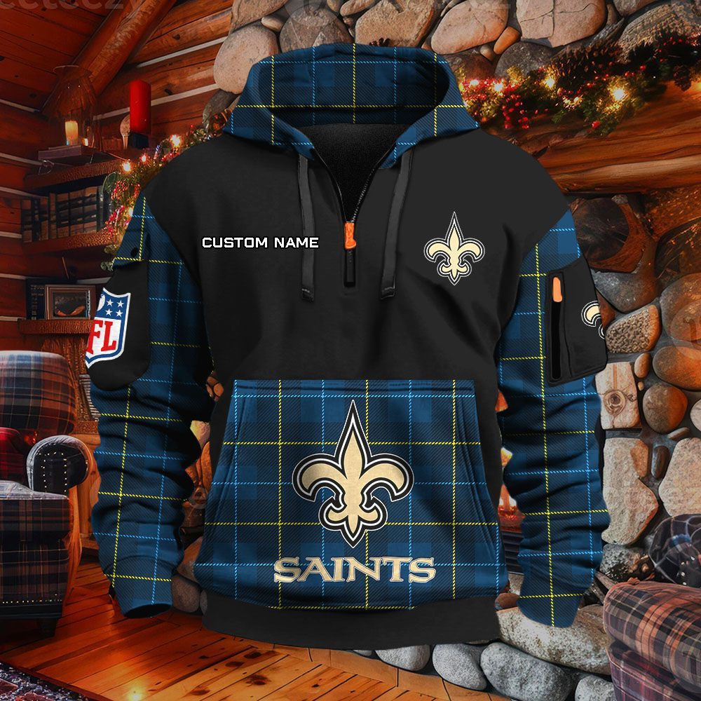 Sweat à capuche à demi-zip New Orleans Saints – Image 3