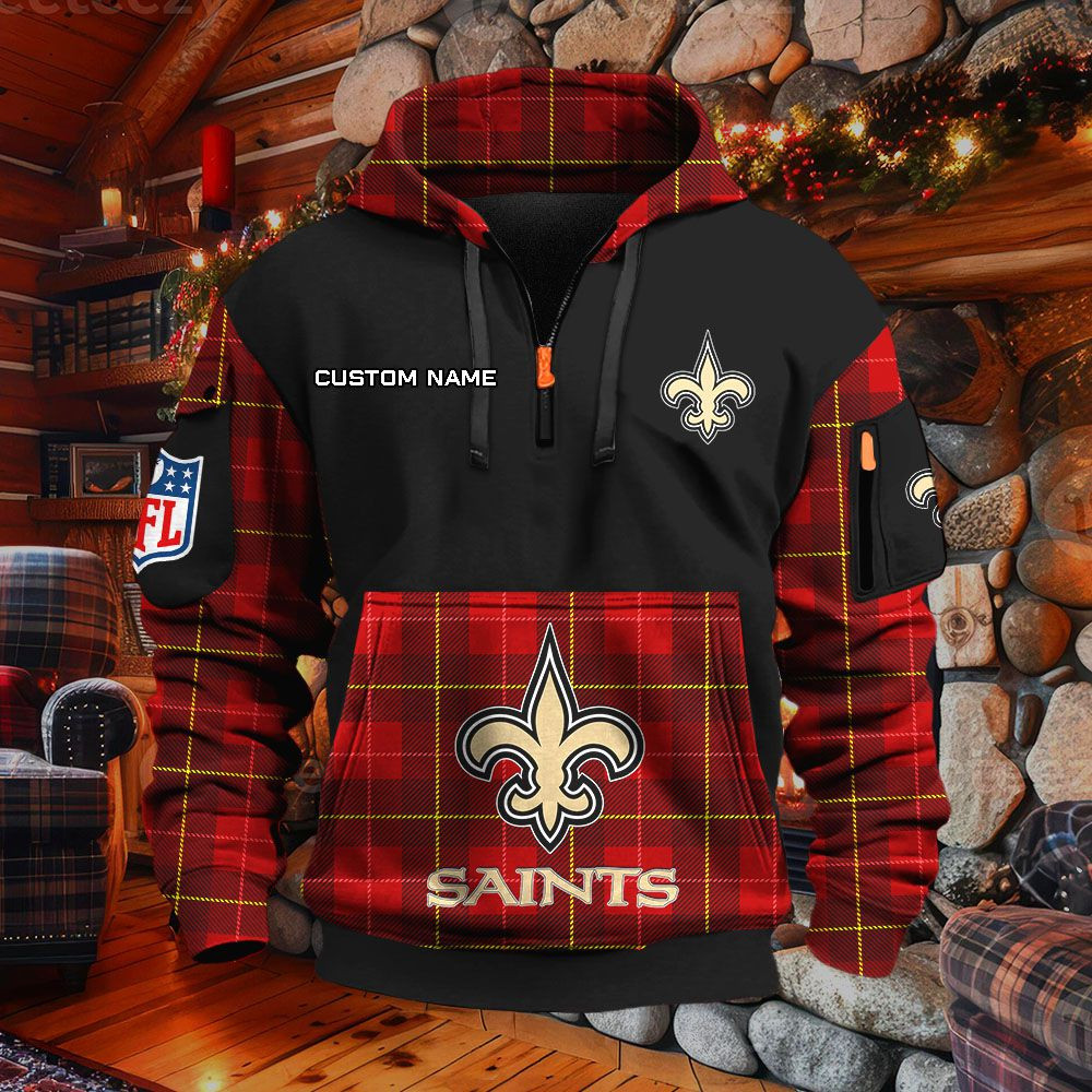 Sweat à capuche à demi-zip New Orleans Saints – Image 4