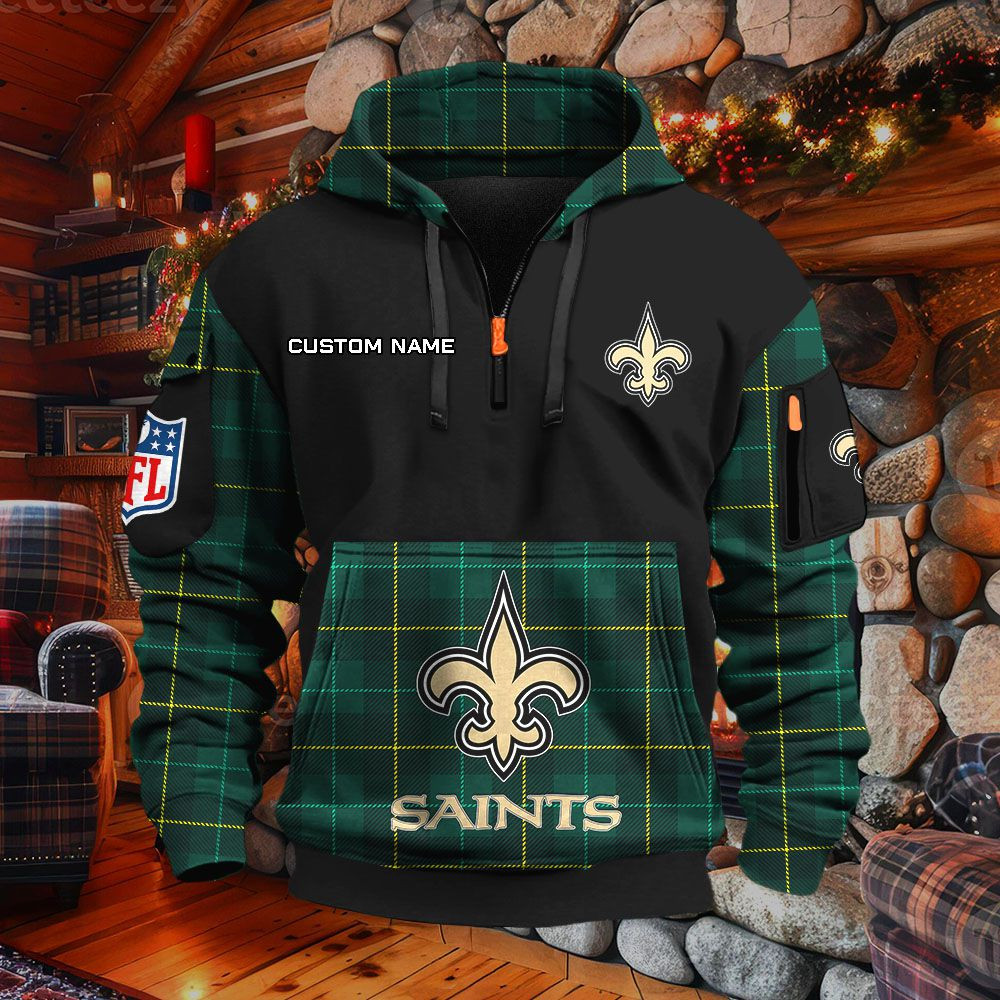 Sweat à capuche à demi-zip New Orleans Saints – Image 5