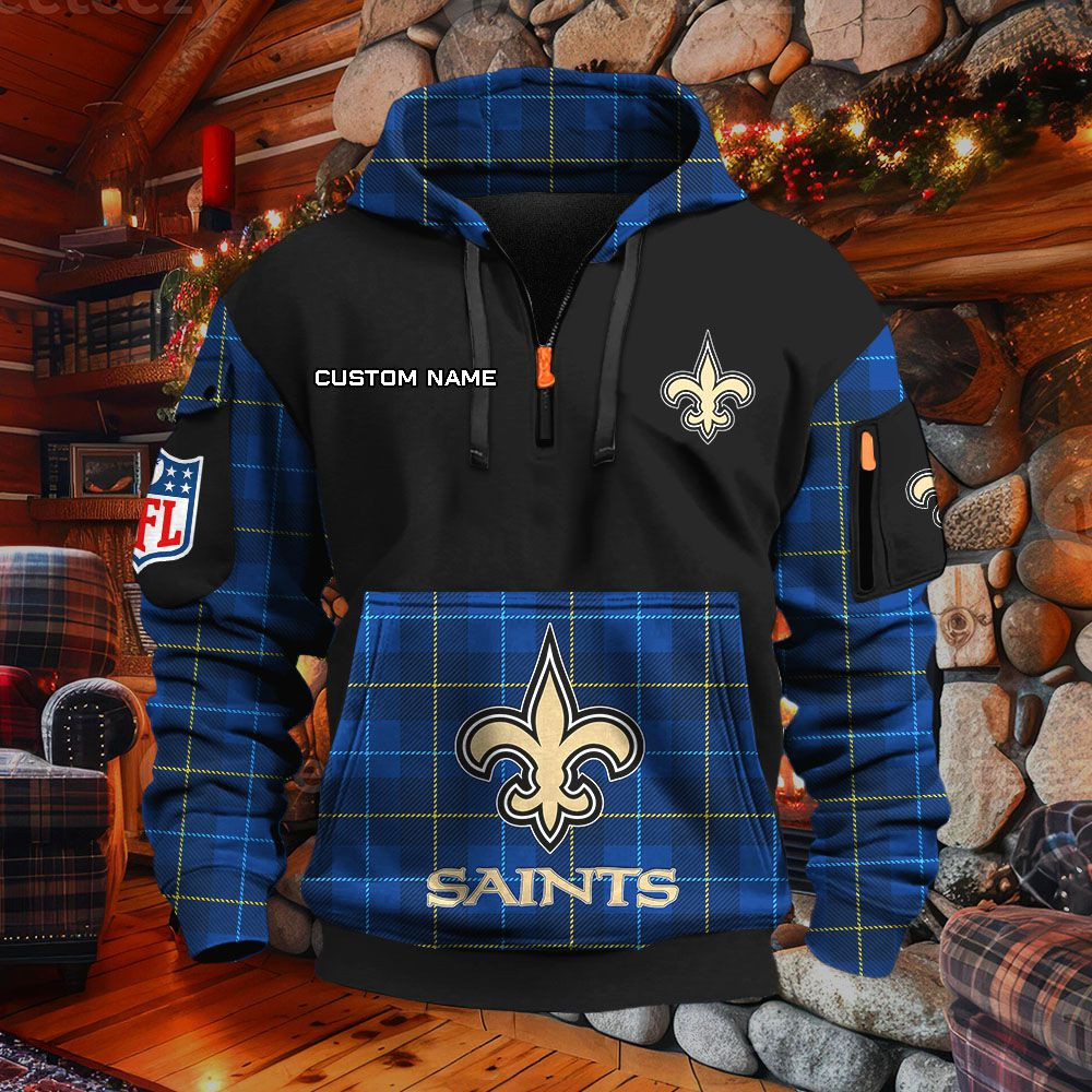 Sweat à capuche à demi-zip New Orleans Saints – Image 6