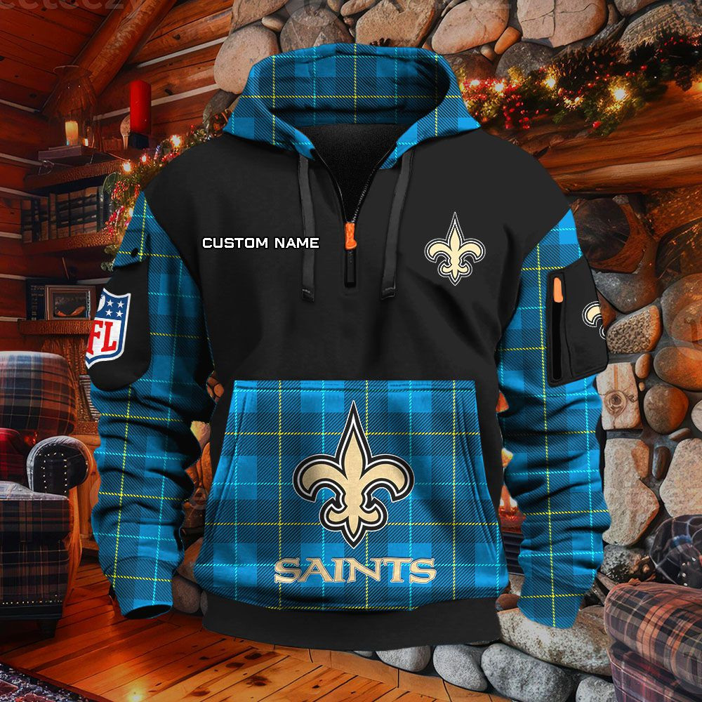 Sweat à capuche à demi-zip New Orleans Saints – Image 7