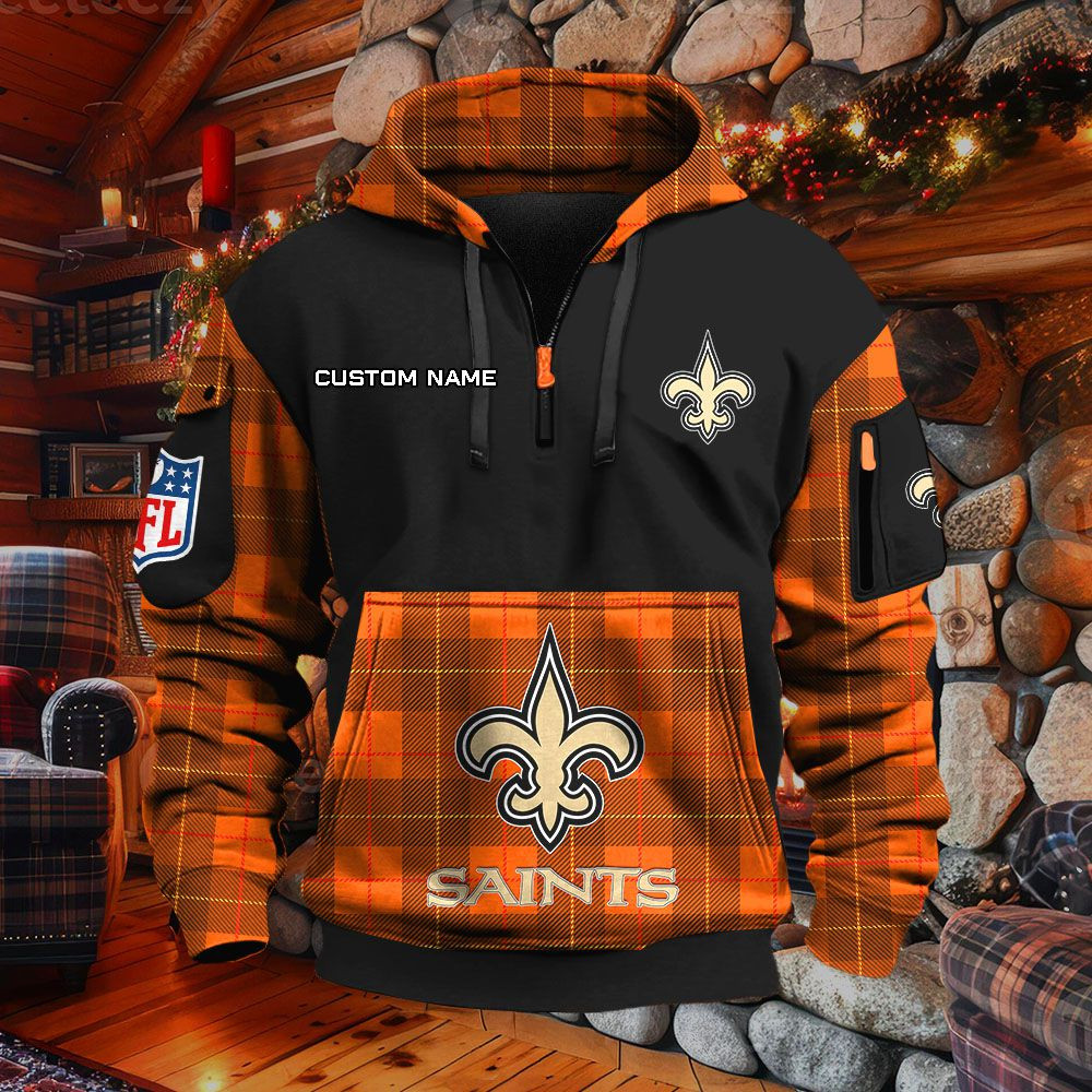 Sweat à capuche à demi-zip New Orleans Saints – Image 8