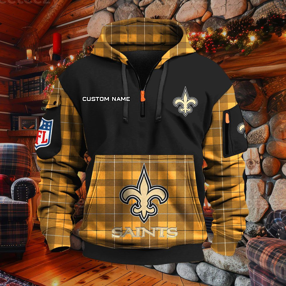 Sweat à capuche à demi-zip New Orleans Saints – Image 9