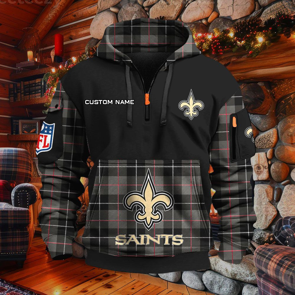 Sweat à capuche à demi-zip New Orleans Saints – Image 2