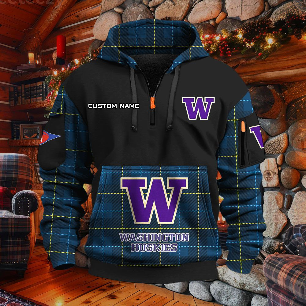 Sweat à capuche à demi-zip Washington Huskies – Image 2