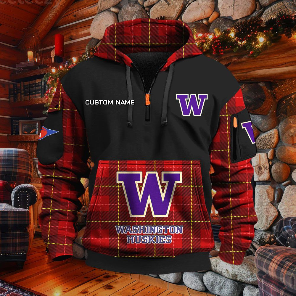 Sweat à capuche à demi-zip Washington Huskies – Image 3