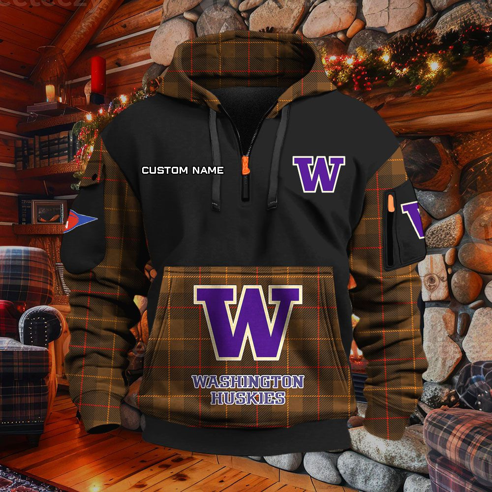 Sweat à capuche à demi-zip Washington Huskies – Image 4