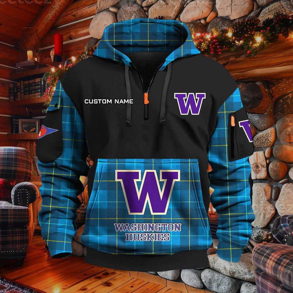 Sweat à capuche à demi-zip Washington Huskies – Image 7