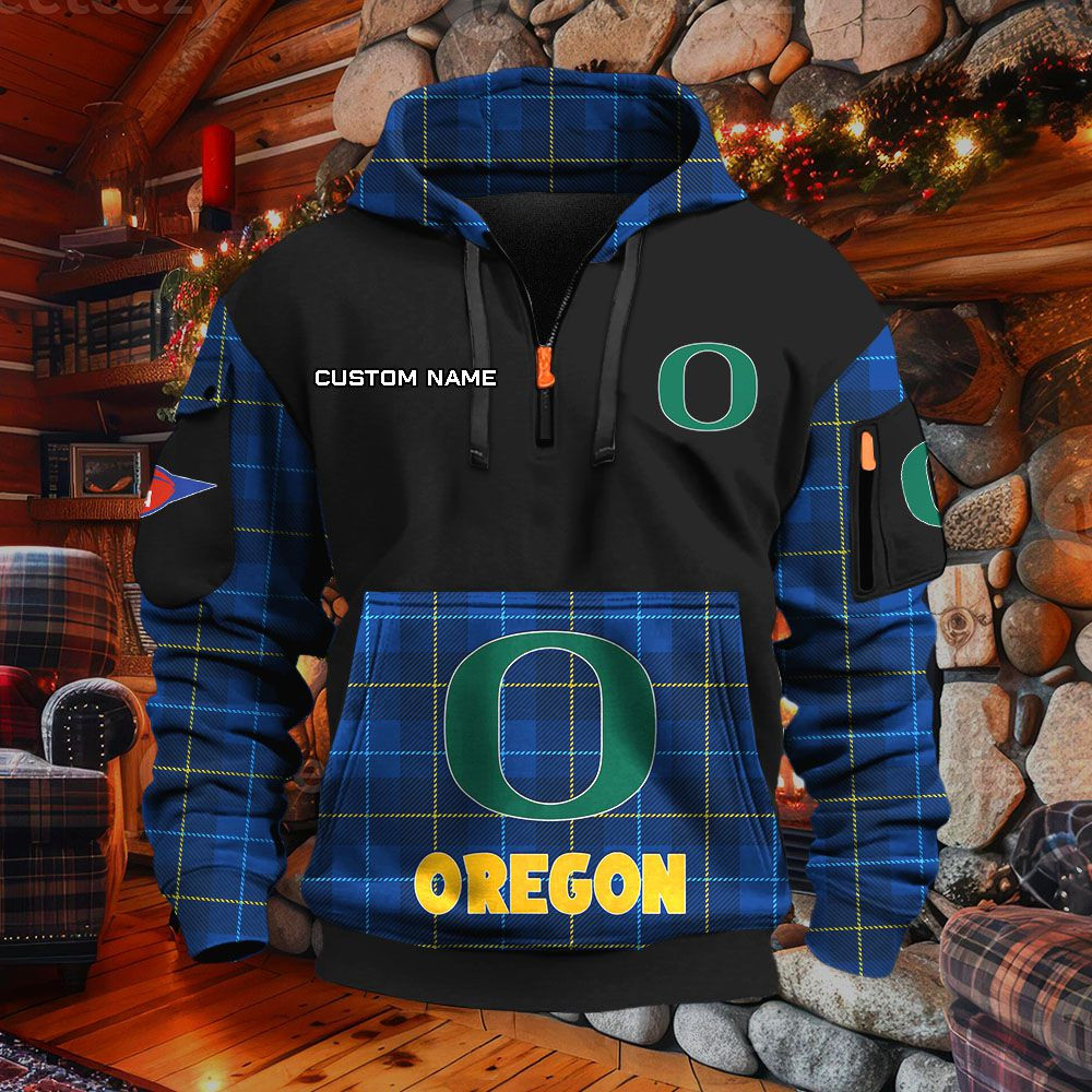 Sweat à capuche à demi-zip Oregon Ducks – Image 6