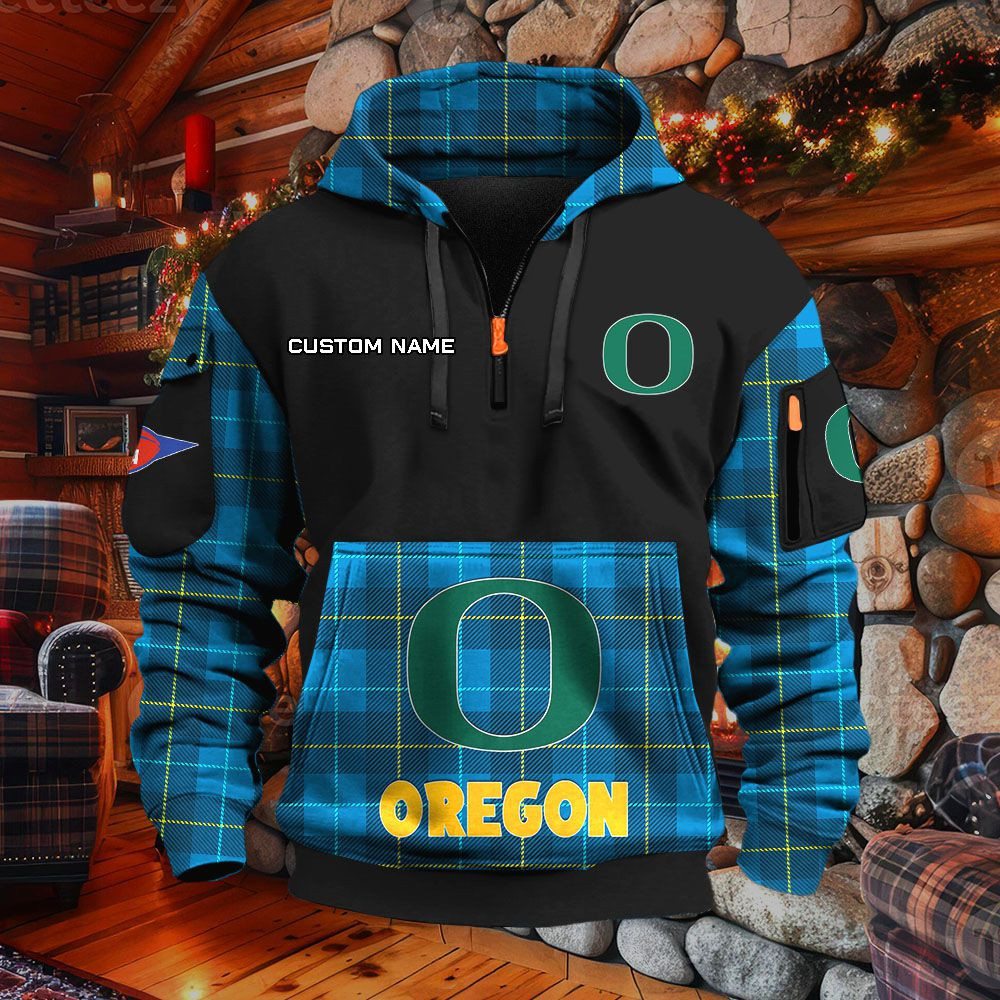 Sweat à capuche à demi-zip Oregon Ducks – Image 7