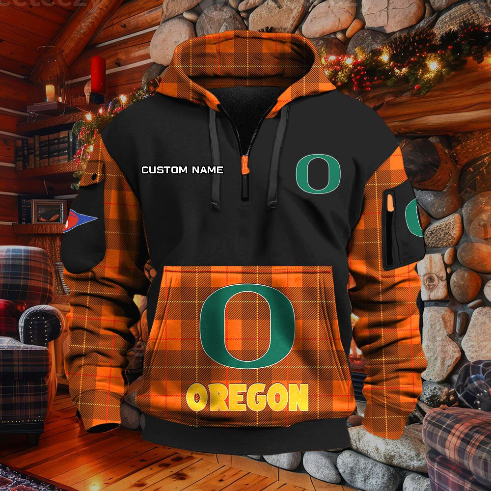 Sweat à capuche à demi-zip Oregon Ducks – Image 8