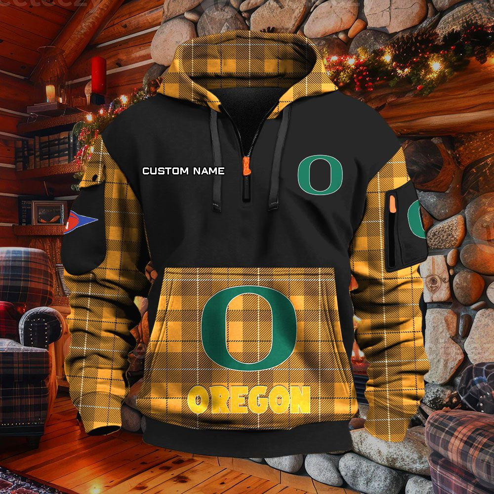 Sweat à capuche à demi-zip Oregon Ducks – Image 9