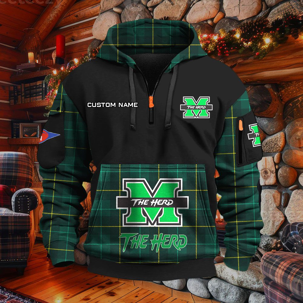 Sweat à capuche à demi-zip Marshall Thundering Herd