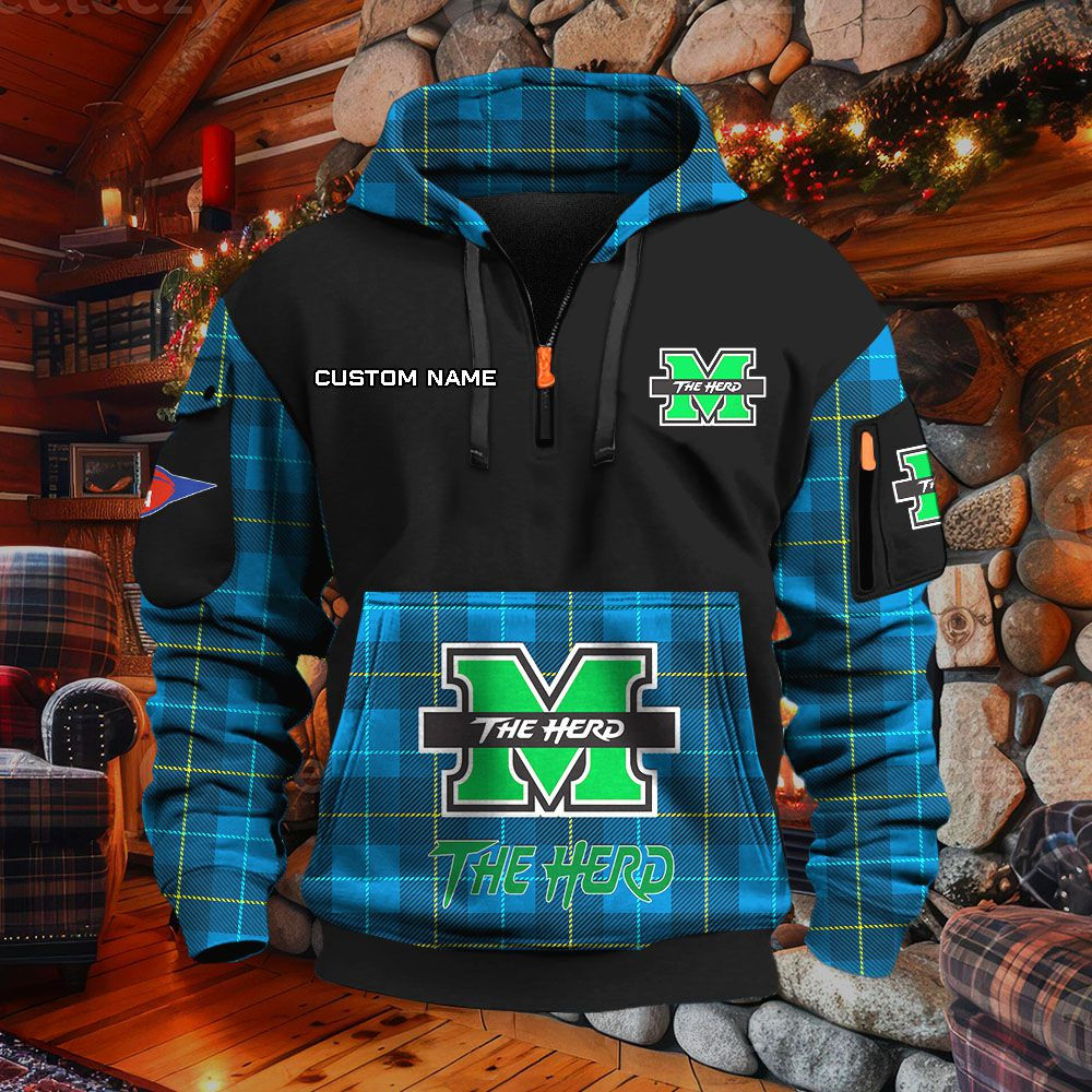 Sweat à capuche à demi-zip Marshall Thundering Herd – Image 7