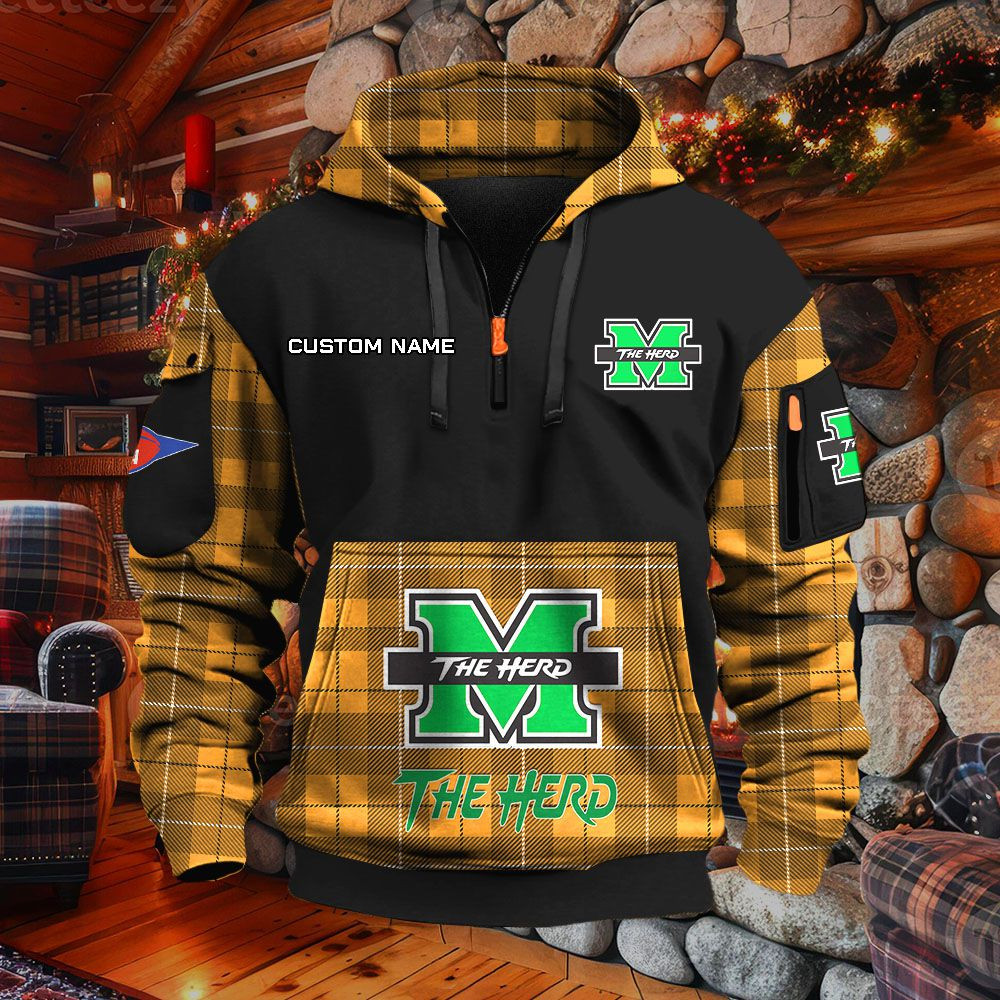 Sweat à capuche à demi-zip Marshall Thundering Herd – Image 9