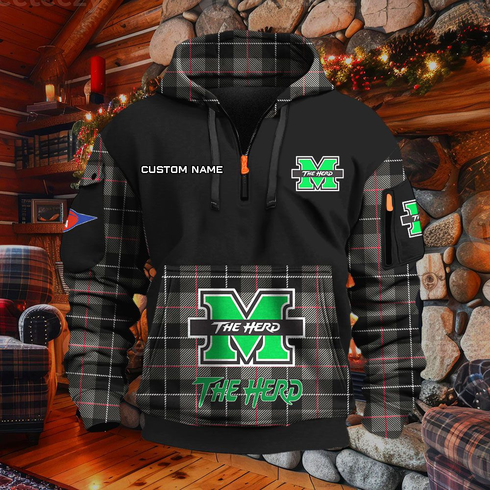 Sweat à capuche à demi-zip Marshall Thundering Herd – Image 2