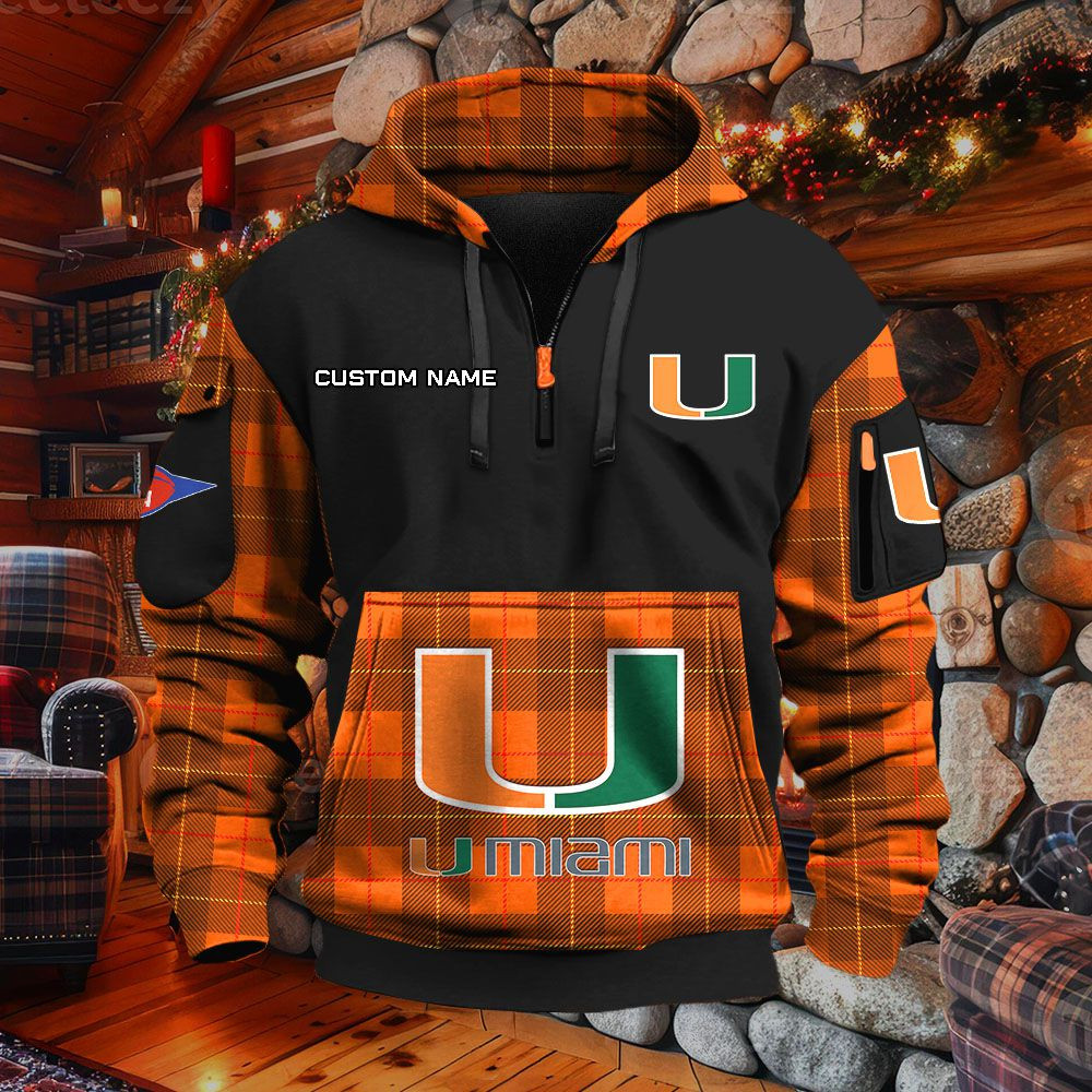 Sweat à capuche à demi-zip Miami Hurricanes