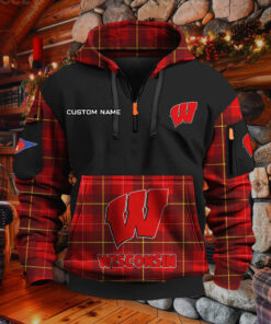 Sweat à capuche à demi-zip Wisconsin Badgers