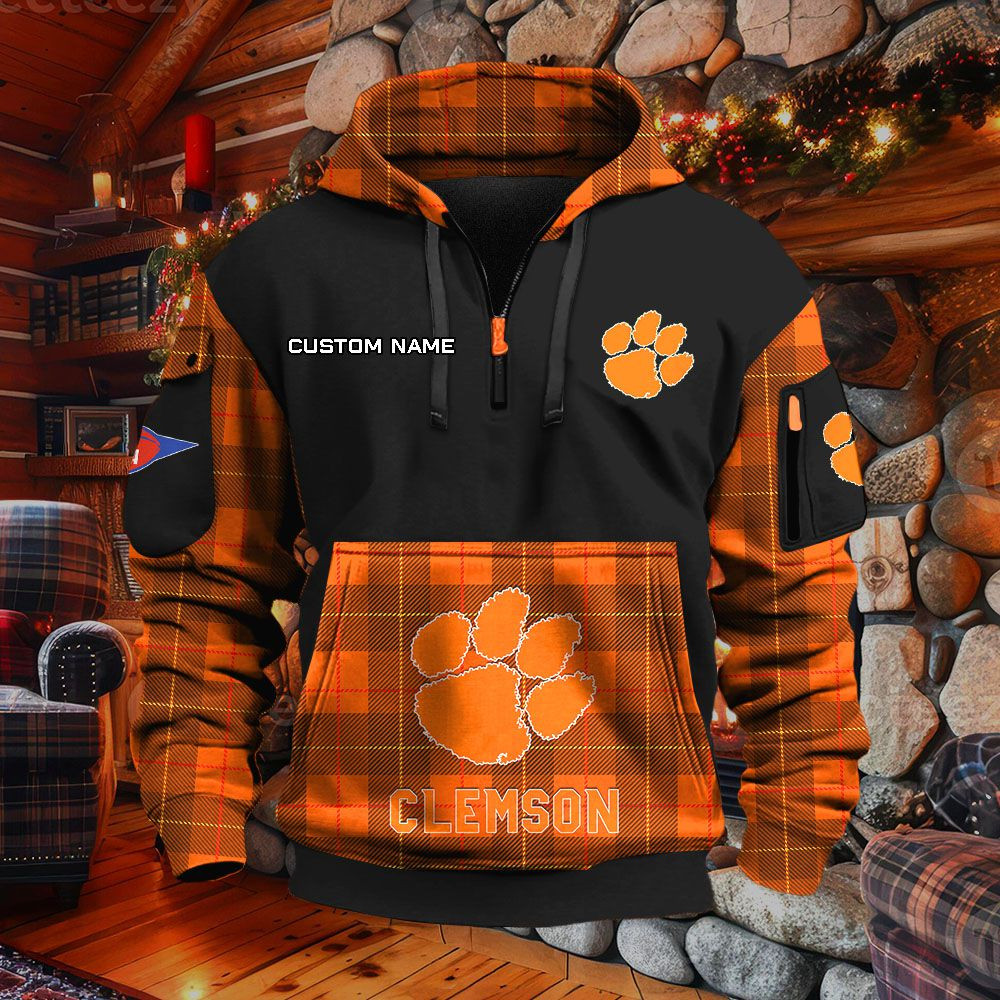 Sweat à capuche à demi-zip Clemson Tigers