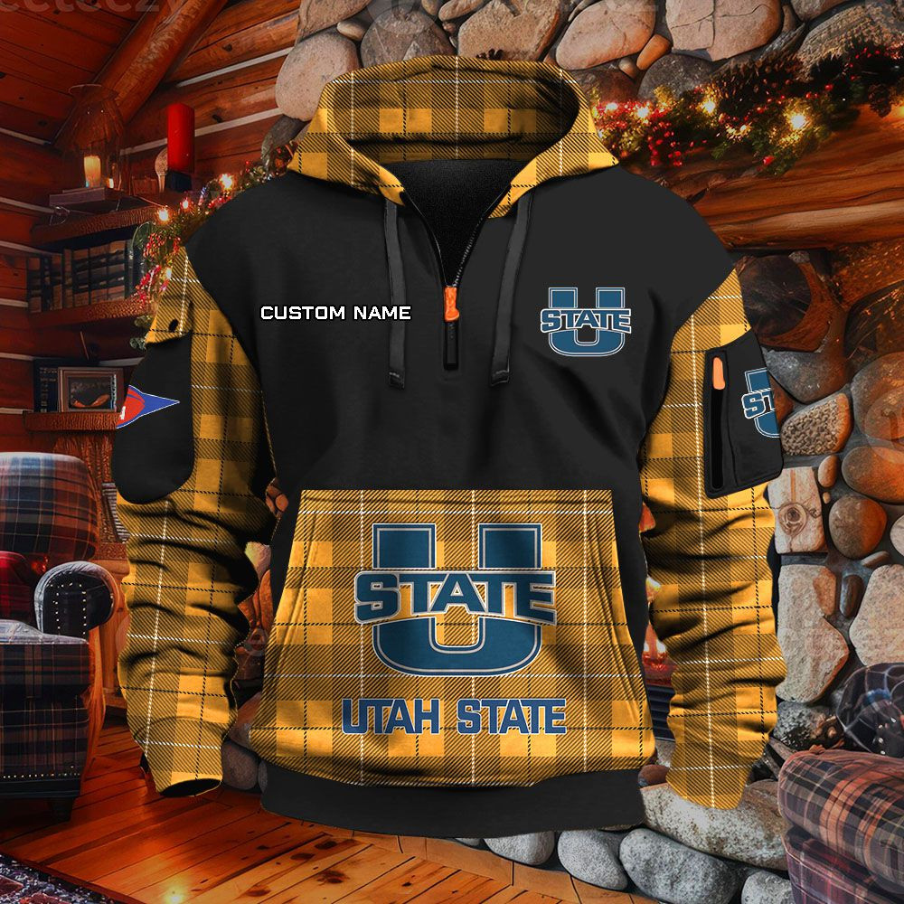 Sweat à capuche à demi-zip Utah State Aggies – Image 9