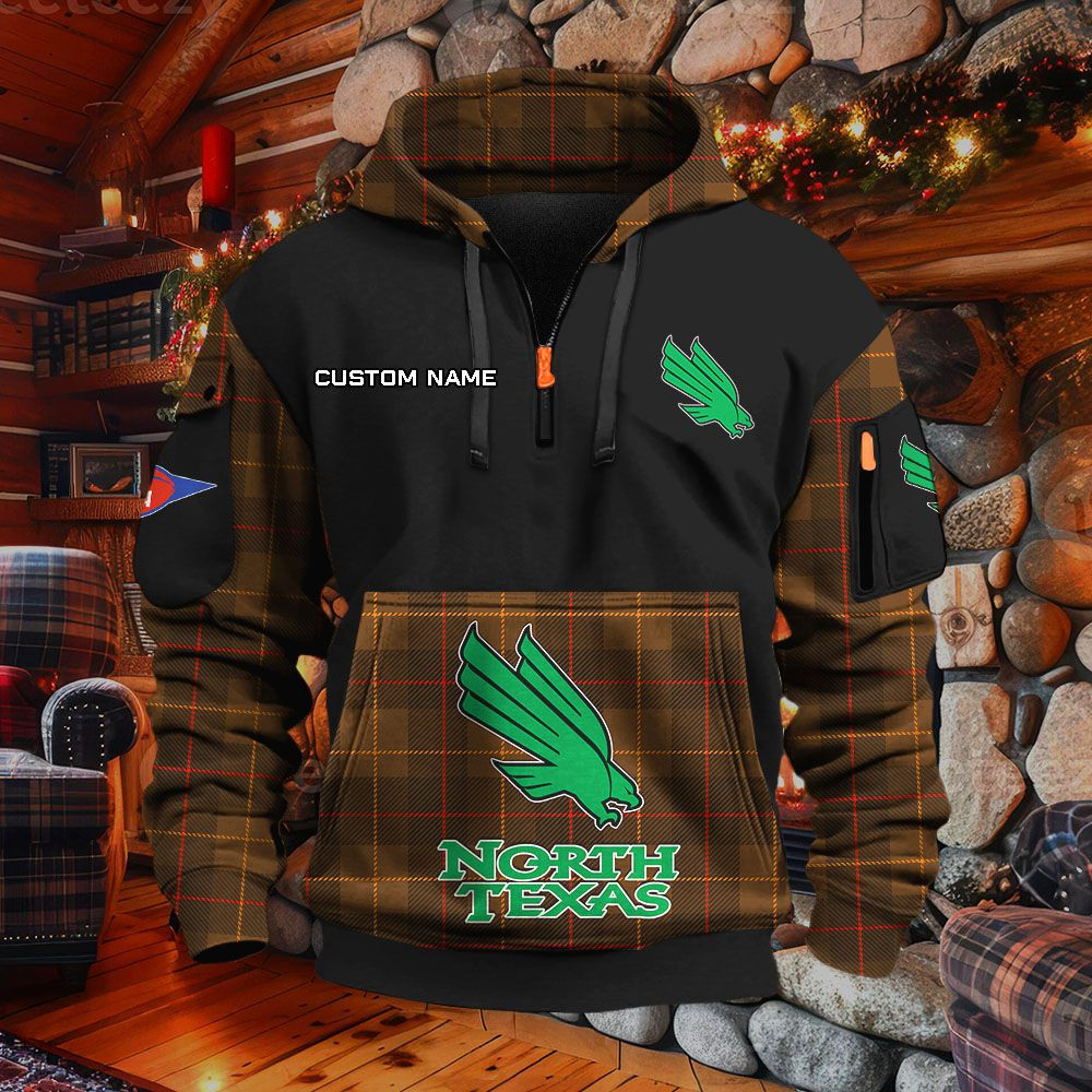 Sweat à capuche à demi-zip North Texas Mean Green – Image 5