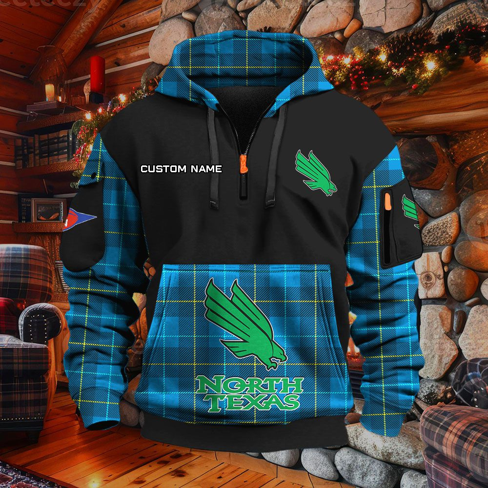 Sweat à capuche à demi-zip North Texas Mean Green – Image 7