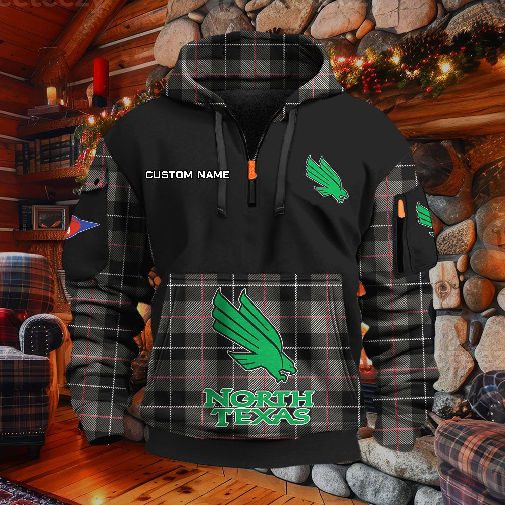 Sweat à capuche à demi-zip North Texas Mean Green – Image 2