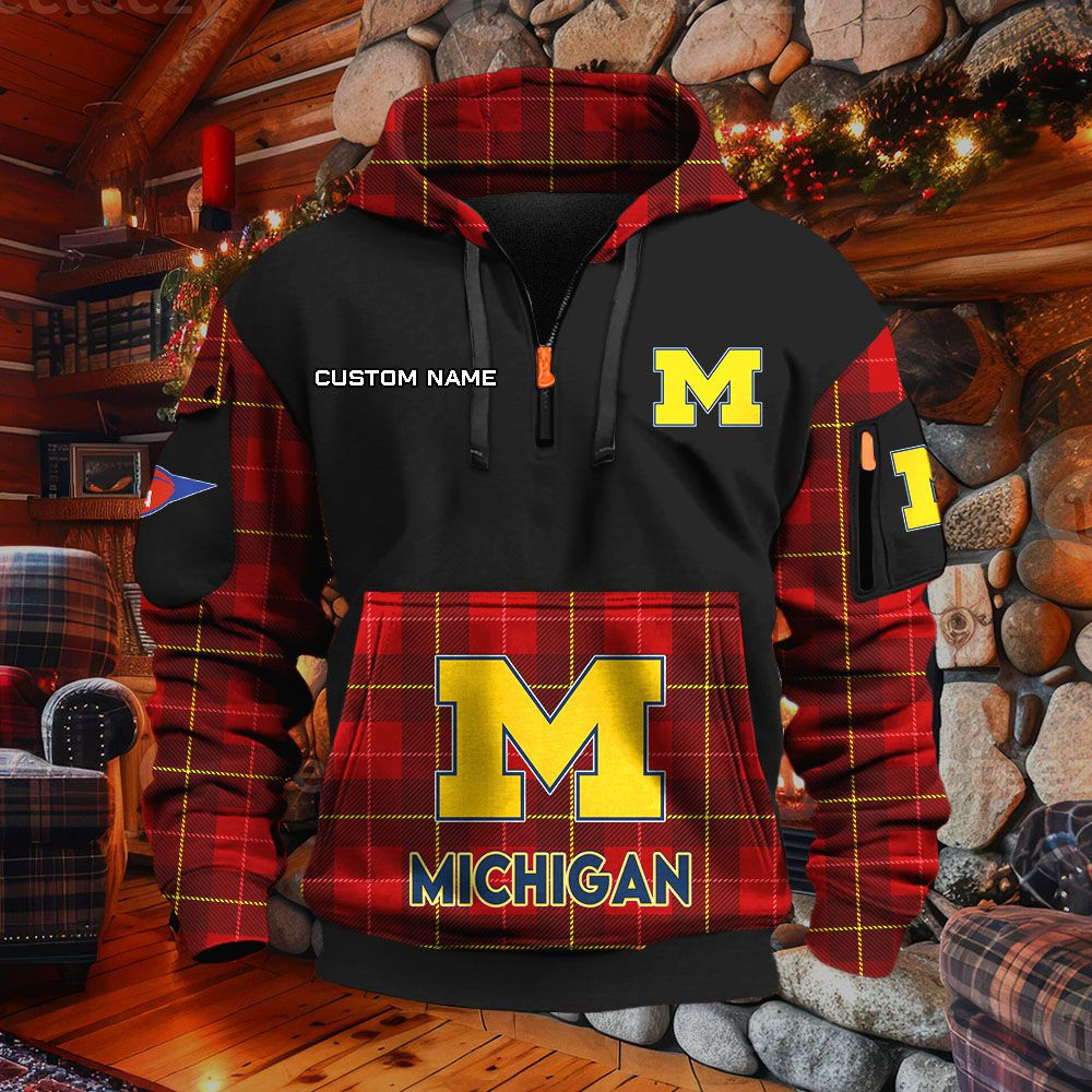 Sweat à capuche à demi-zip Michigan Wolverines – Image 4