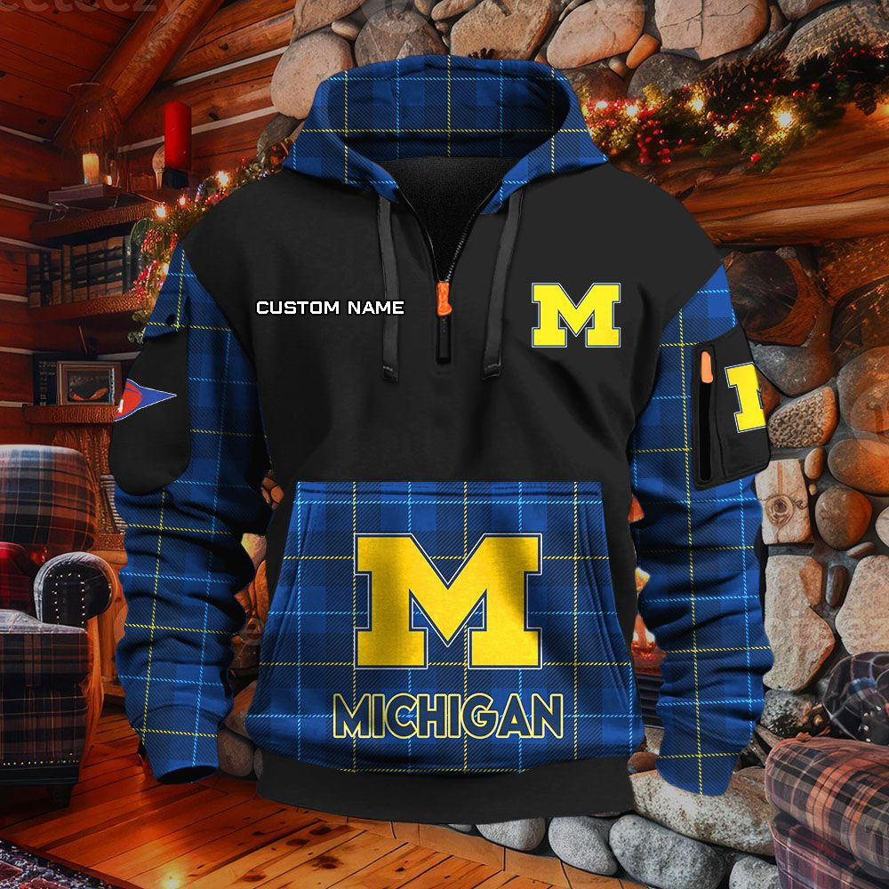 Sweat à capuche à demi-zip Michigan Wolverines – Image 7