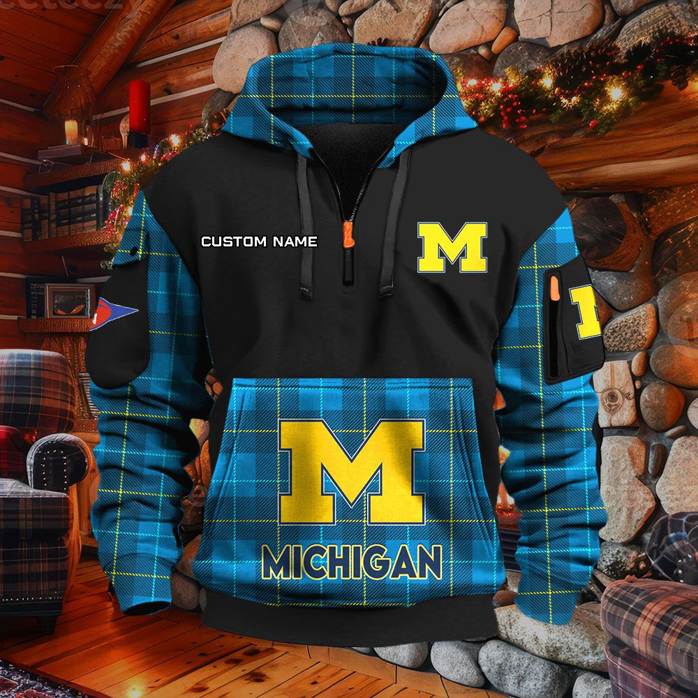Sweat à capuche à demi-zip Michigan Wolverines – Image 8