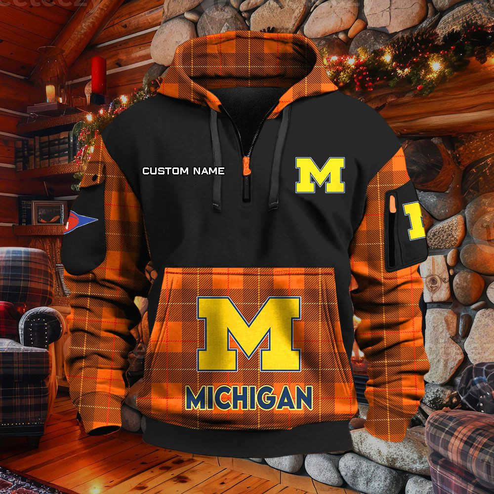 Sweat à capuche à demi-zip Michigan Wolverines – Image 9