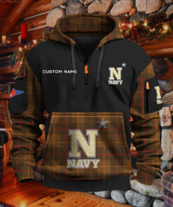 Sweat à capuche à demi-zip Navy Midshipmen