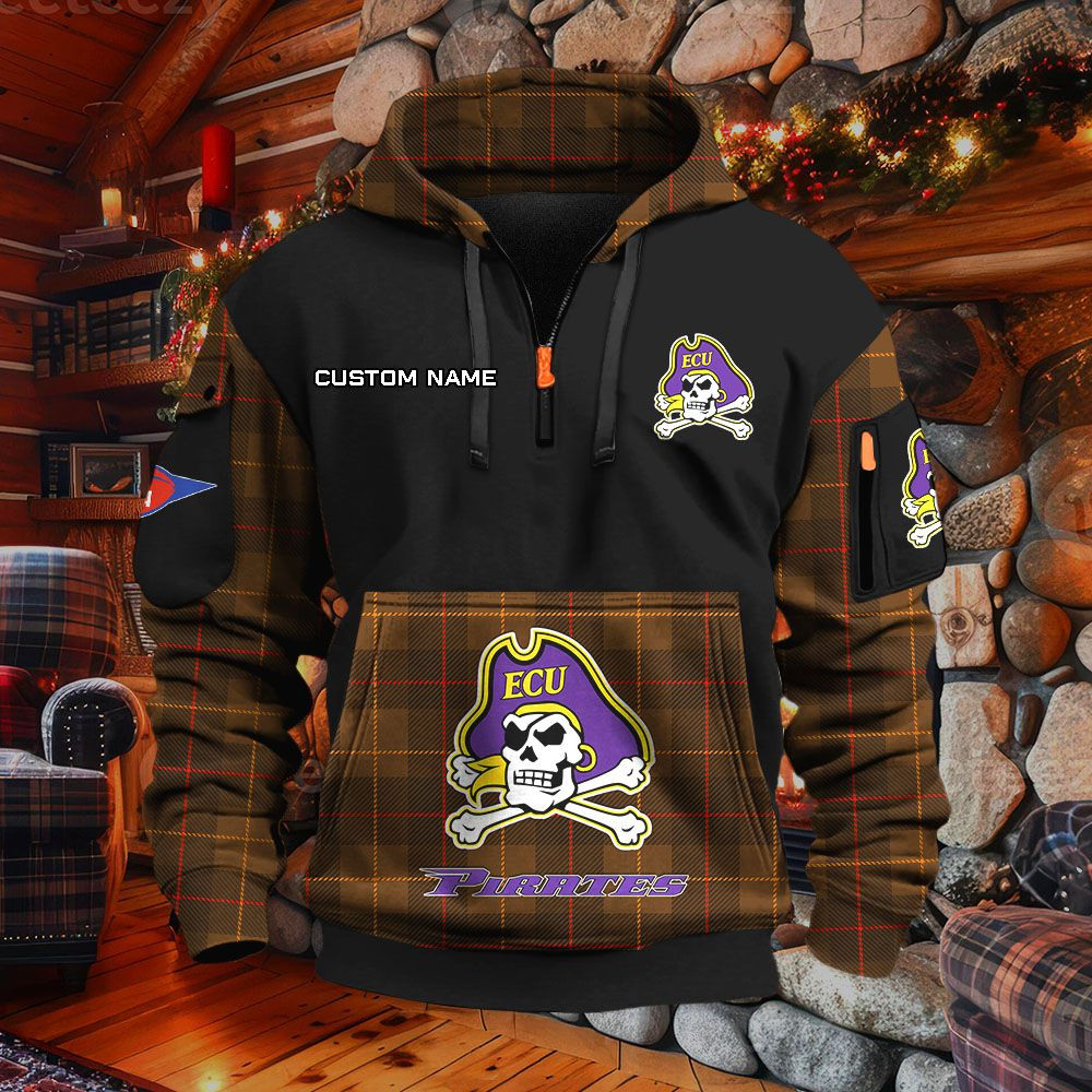 Sweat à capuche à demi-zip East Carolina Pirates – Image 4