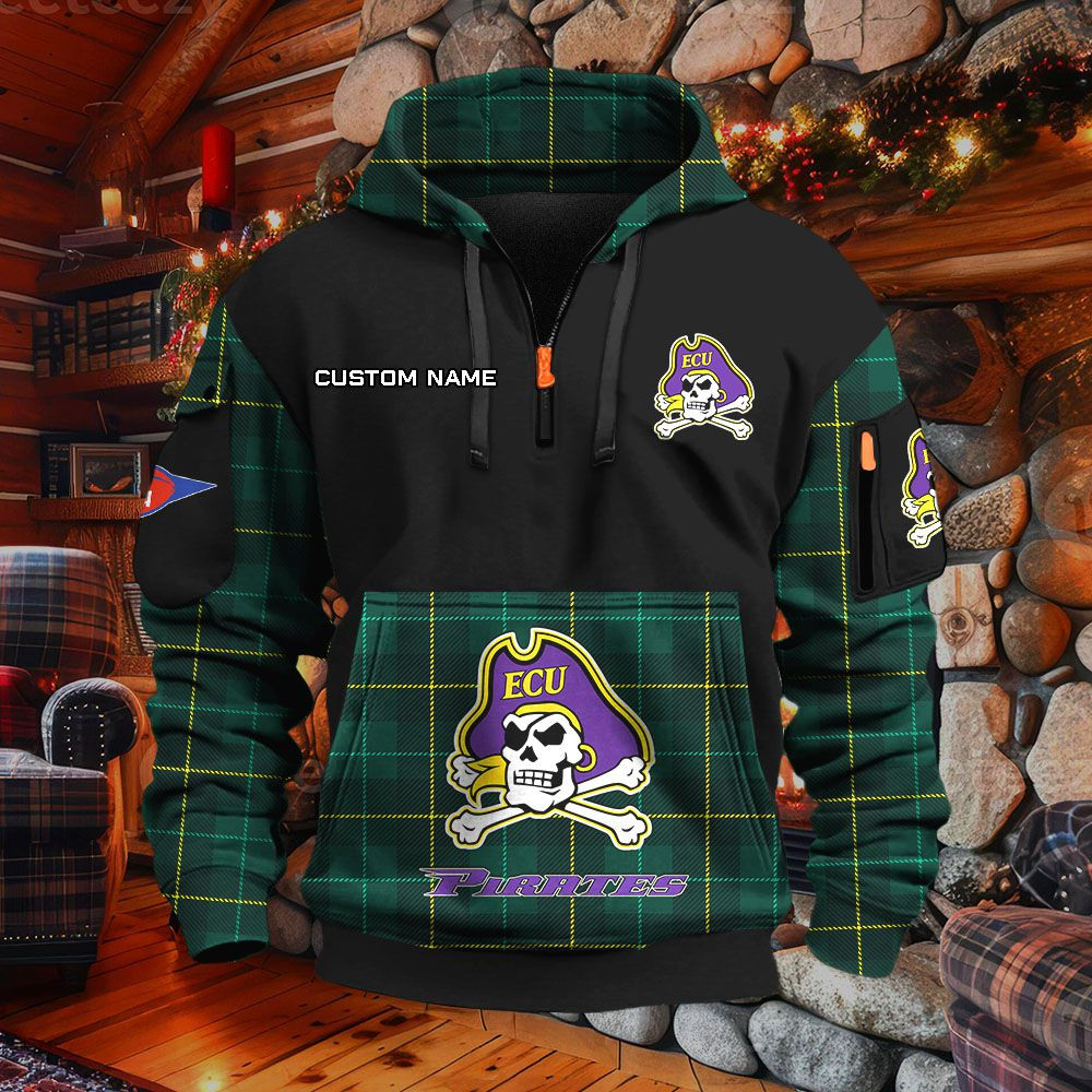 Sweat à capuche à demi-zip East Carolina Pirates – Image 5
