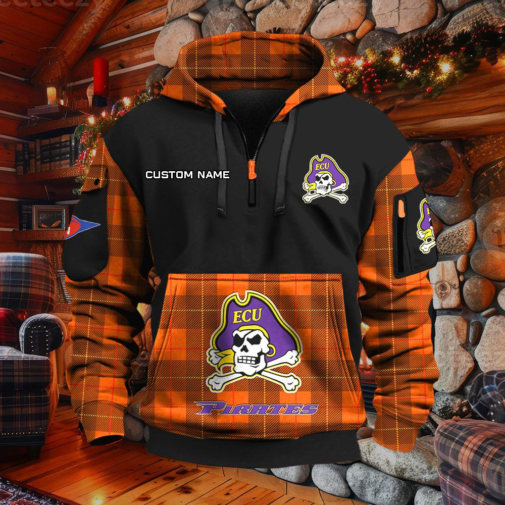 Sweat à capuche à demi-zip East Carolina Pirates – Image 8