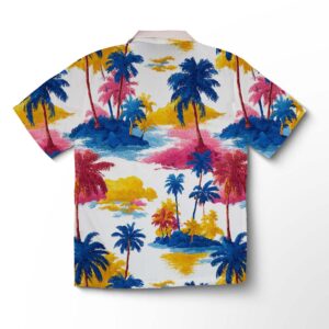 Alternative view of Chemise hawaïenne pour homme – Palmiers néon Aloha au coucher du soleil