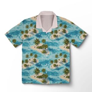 Chemise hawaïenne pour homme – Palmiers azur dérive insulaire
