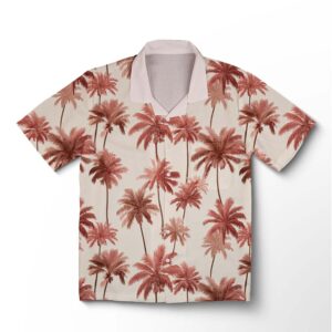 Chemise hawaïenne pour homme – Crique aux palmiers terracotta blush