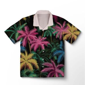 Chemise hawaïenne pour homme – Coucher de soleil caribéen tropical néon