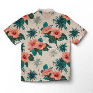 Alternative view of Chemise hawaïenne pour homme – Palmiers & hibiscus corail