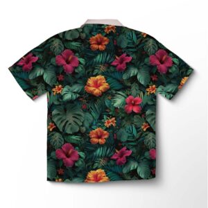 Alternative view of Chemise hawaïenne pour homme – Orchidées jungle émeraude noir