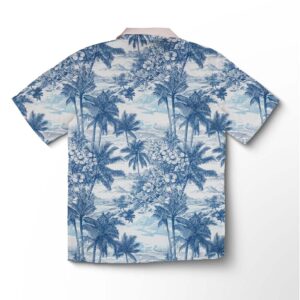 Alternative view of Chemise hawaïenne pour homme – Gravure côtière de palmiers indigo