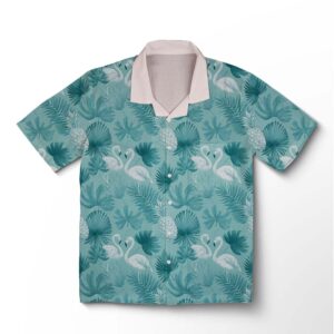 Chemise hawaïenne pour homme – Havre tropical flamant rose & menthe