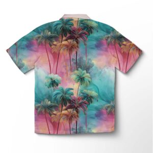 Alternative view of Chemise hawaïenne pour homme – Palmiers néon mystiques au coucher du soleil