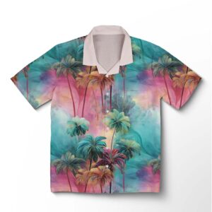 Chemise hawaïenne pour homme – Palmiers néon mystiques au coucher du soleil