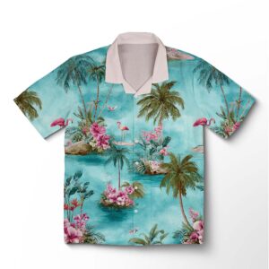 Chemise hawaïenne pour homme – Palmiers menthe éclaboussures d’été