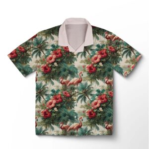 Chemise hawaïenne pour homme – Flamants roses tropicaux & brise corail